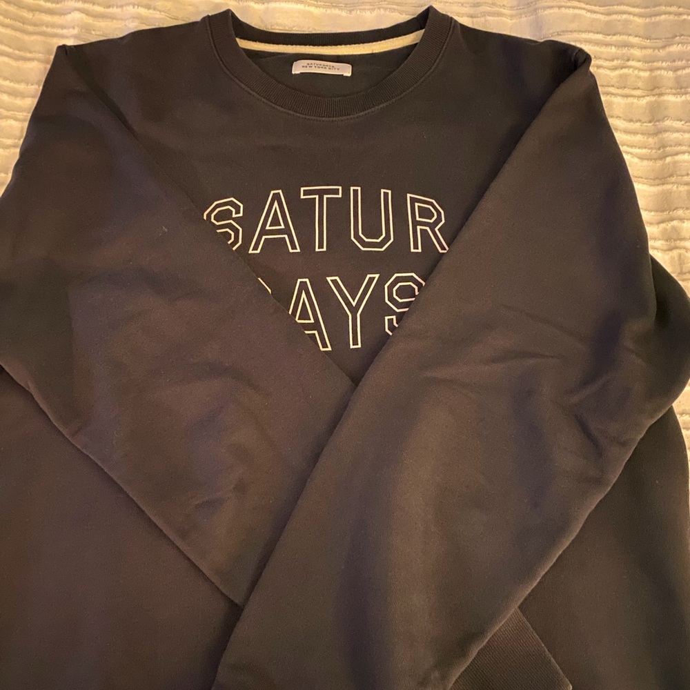 Saturdays NYC classic crew neck. Black with off-white stitching